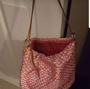 Waterproof pink and white Coach shoukder purse